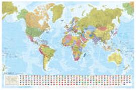 MARCO POLO Weltkarte - Staaten der Erde mit Flaggen 1:35 000 000, plano in Hülse. 1:35'000'000